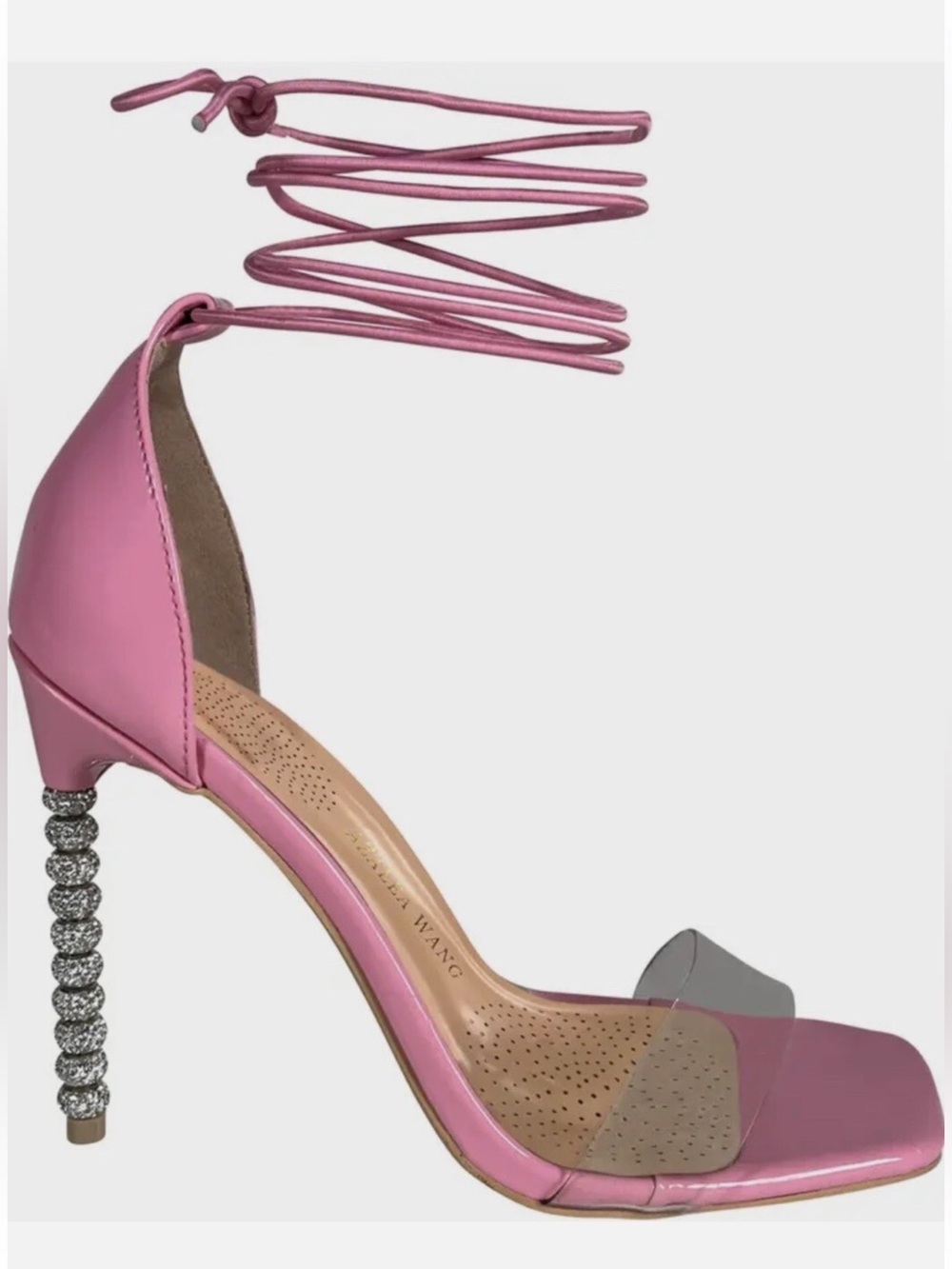 Azalea Wang Pink‎ Lace-Up Crystal-Heel Sandals